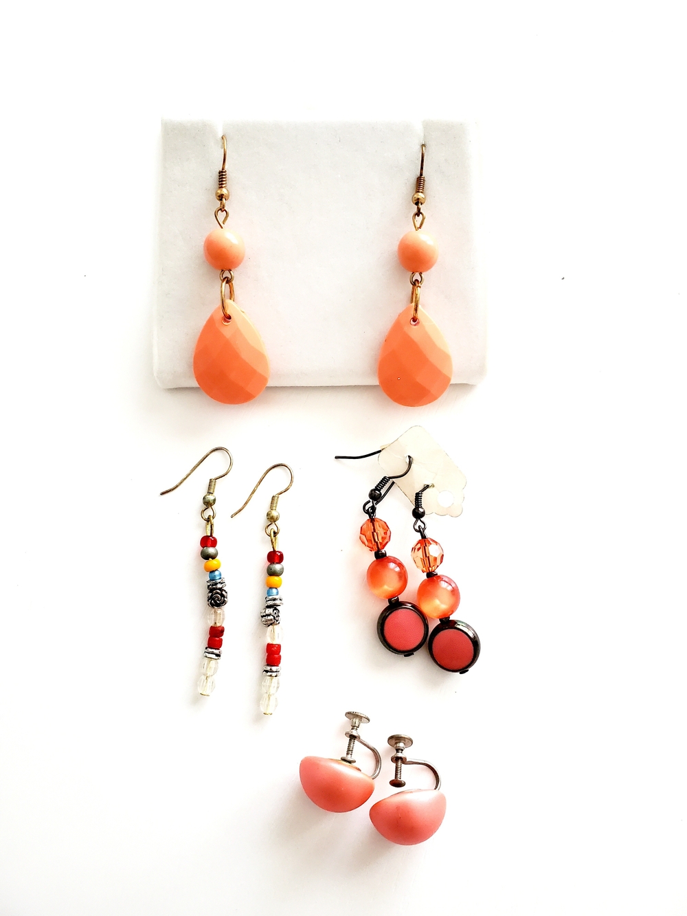 Coral Teardrop & Beaded Women's Earring Set - Unbranded